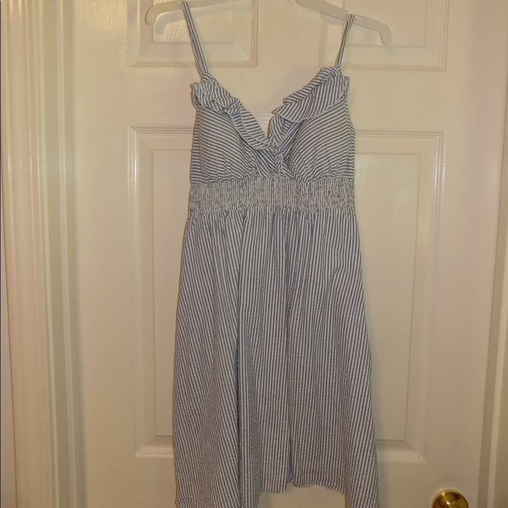Blue and White Seersucker Dress